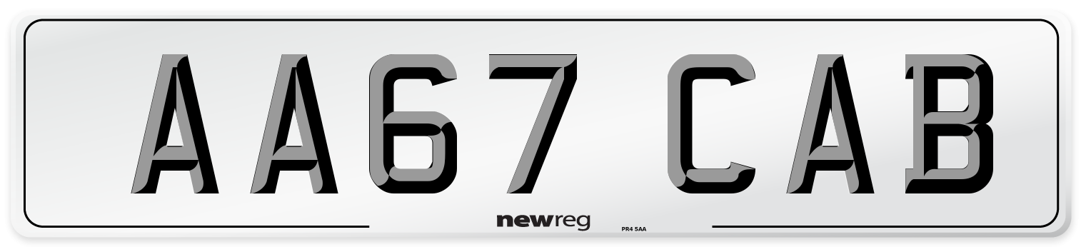 AA67 CAB Number Plate from New Reg